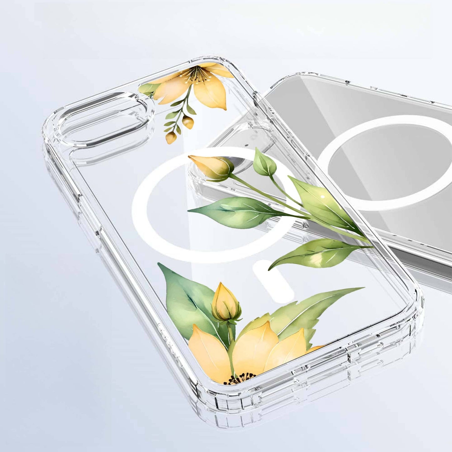 iPhone 16e Yellow Wildflower Clear Case With MagSafe