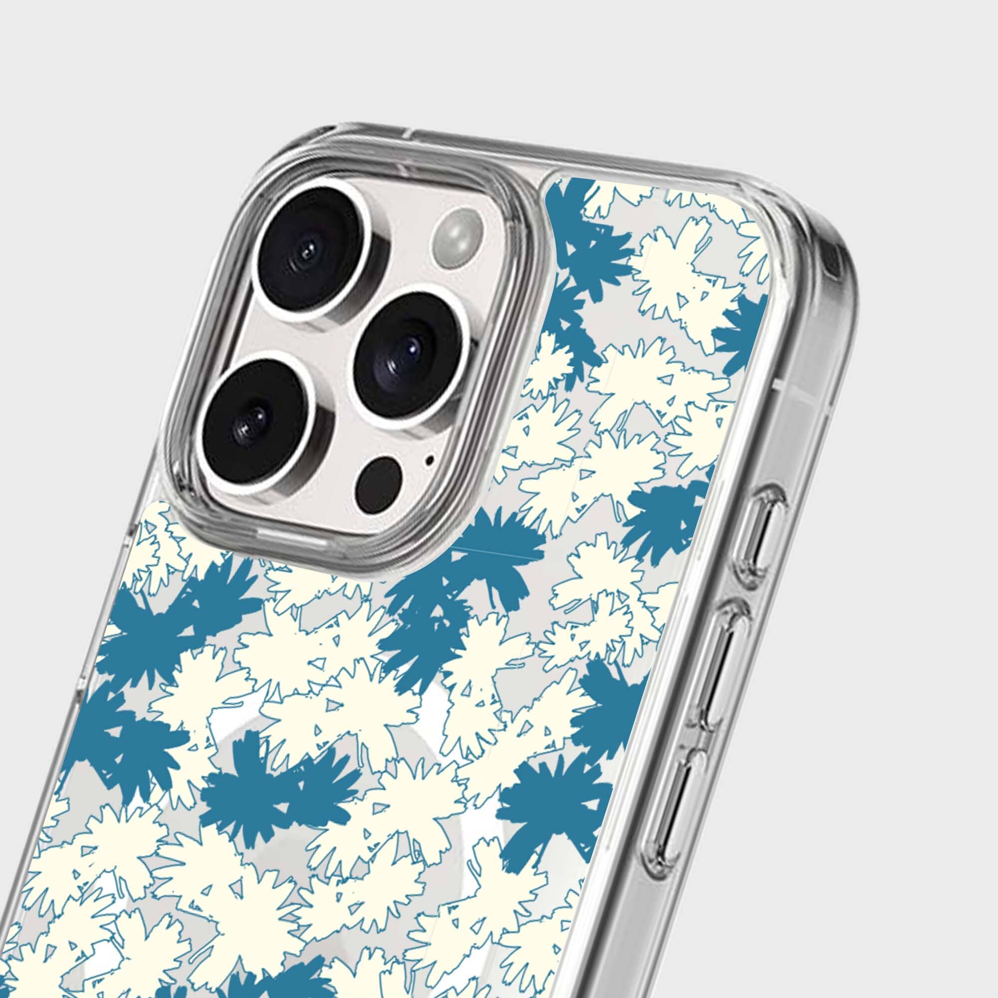 iPhone 16 Pro Clear Case - Blue Dandelion Design