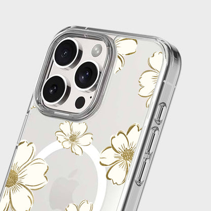 MagSafe iPhone 16 Pro Max Gold Pattern Clear Case