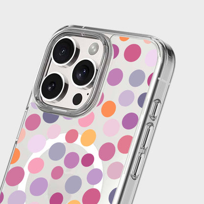 MagSafe iPhone 16 Pro Purple Polka Dots Clear Case