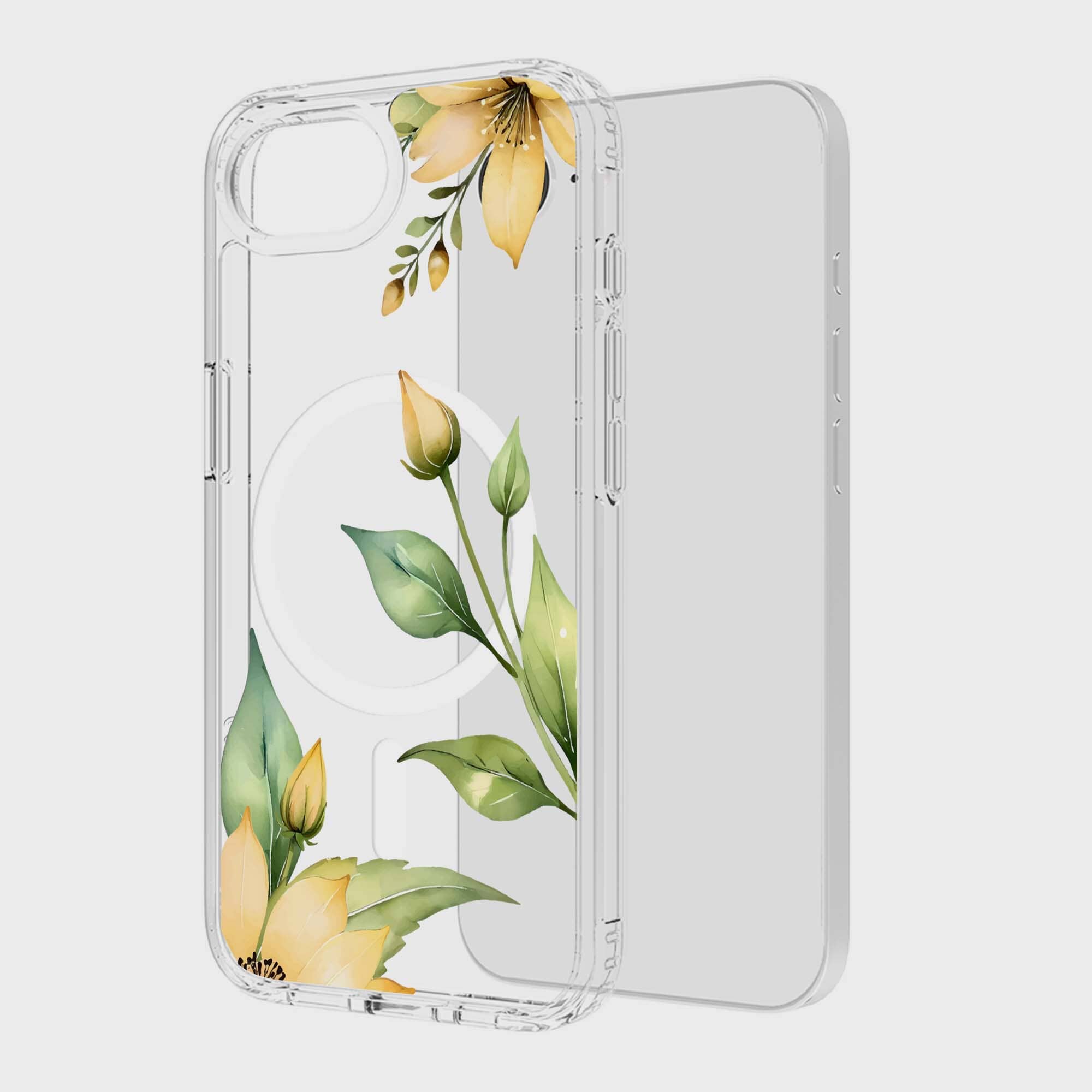 iPhone 16e Yellow Wildflower Clear Case With MagSafe