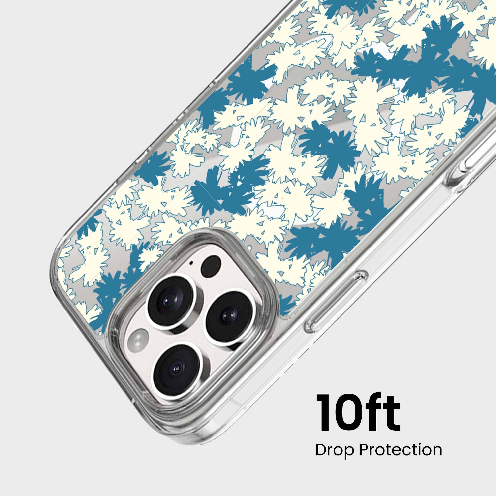 iPhone 16 Pro Max Clear Case - Blue Dandelion Design