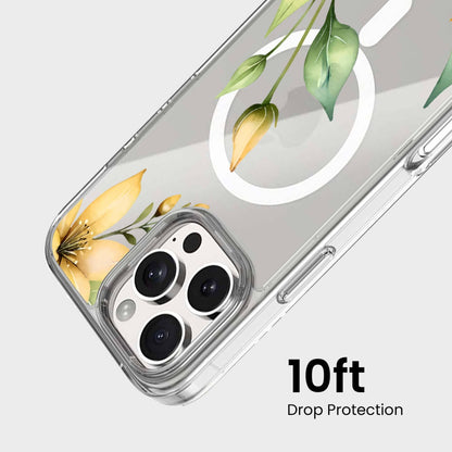 MagSafe iPhone 16 Pro Max Yellow Wildflower Clear Case