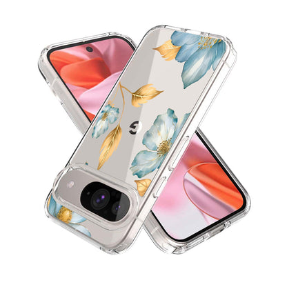 Google Pixel 9 Blue Wildflower Clear Case