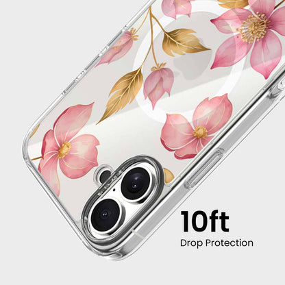 MagSafe iPhone 16 Pink Wildflower Clear Case
