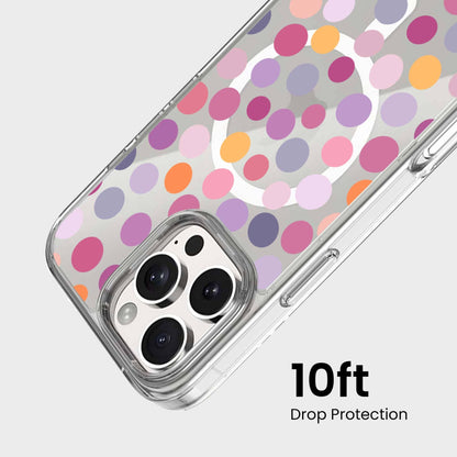 MagSafe iPhone 16 Pro Purple Polka Dots Clear Case