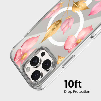 MagSafe iPhone 16 Pro Max Pink Wildflower Clear Case