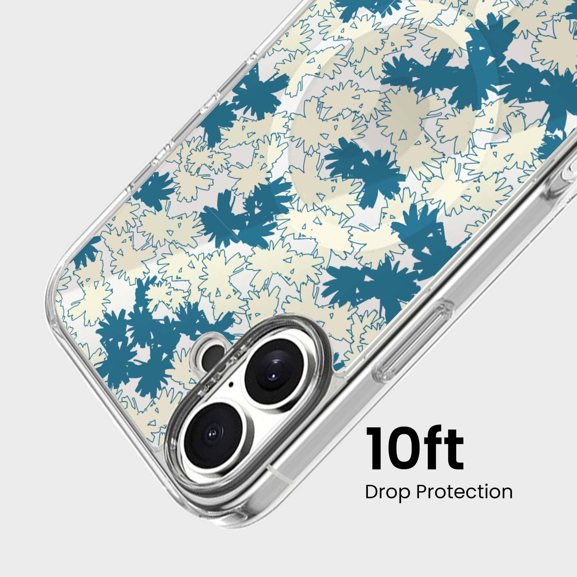 iPhone 16 Clear Case - Blue Dandelion Design