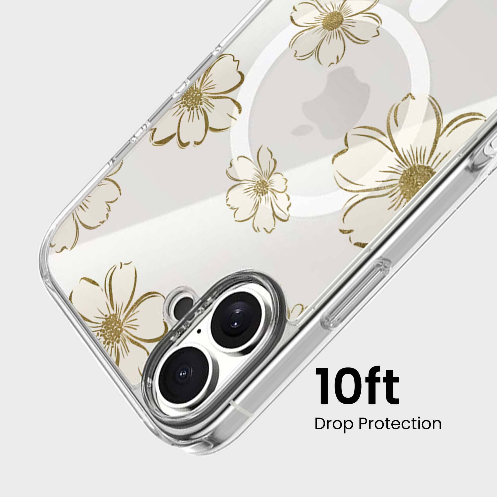 MagSafe iPhone 16 Gold Pattern Clear Case