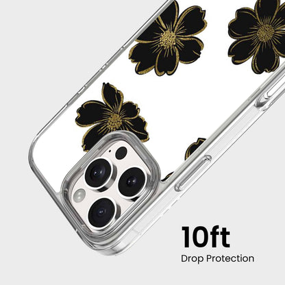 MagSafe iPhone 16 Pro Black Flower Clear Case