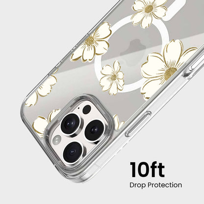 MagSafe iPhone 16 Pro Max Gold Pattern Clear Case