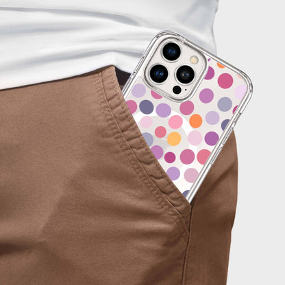 MagSafe iPhone 16 Pro Purple Polka Dots Clear Case