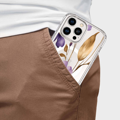 MagSafe iPhone 16 Pro Purple Wildflower Clear Case