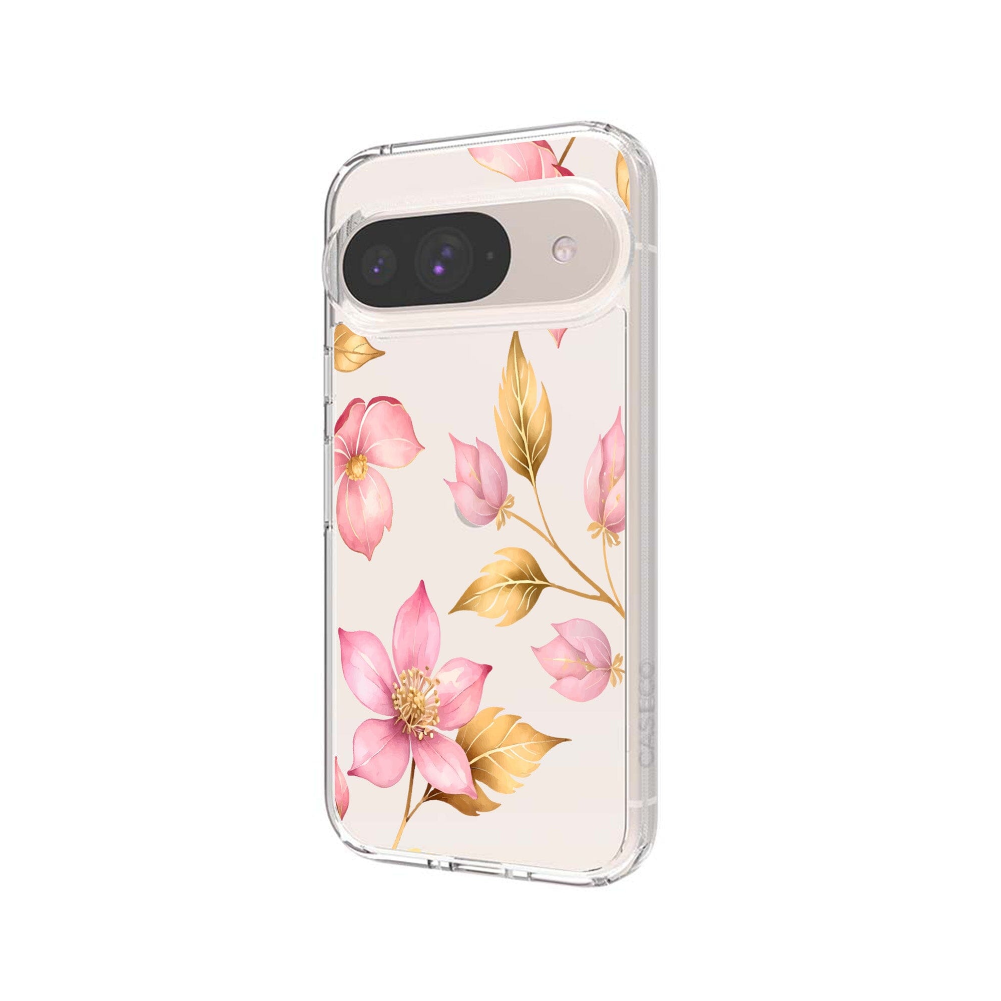 Google Pixel 9 Pink Wildflower Clear Case