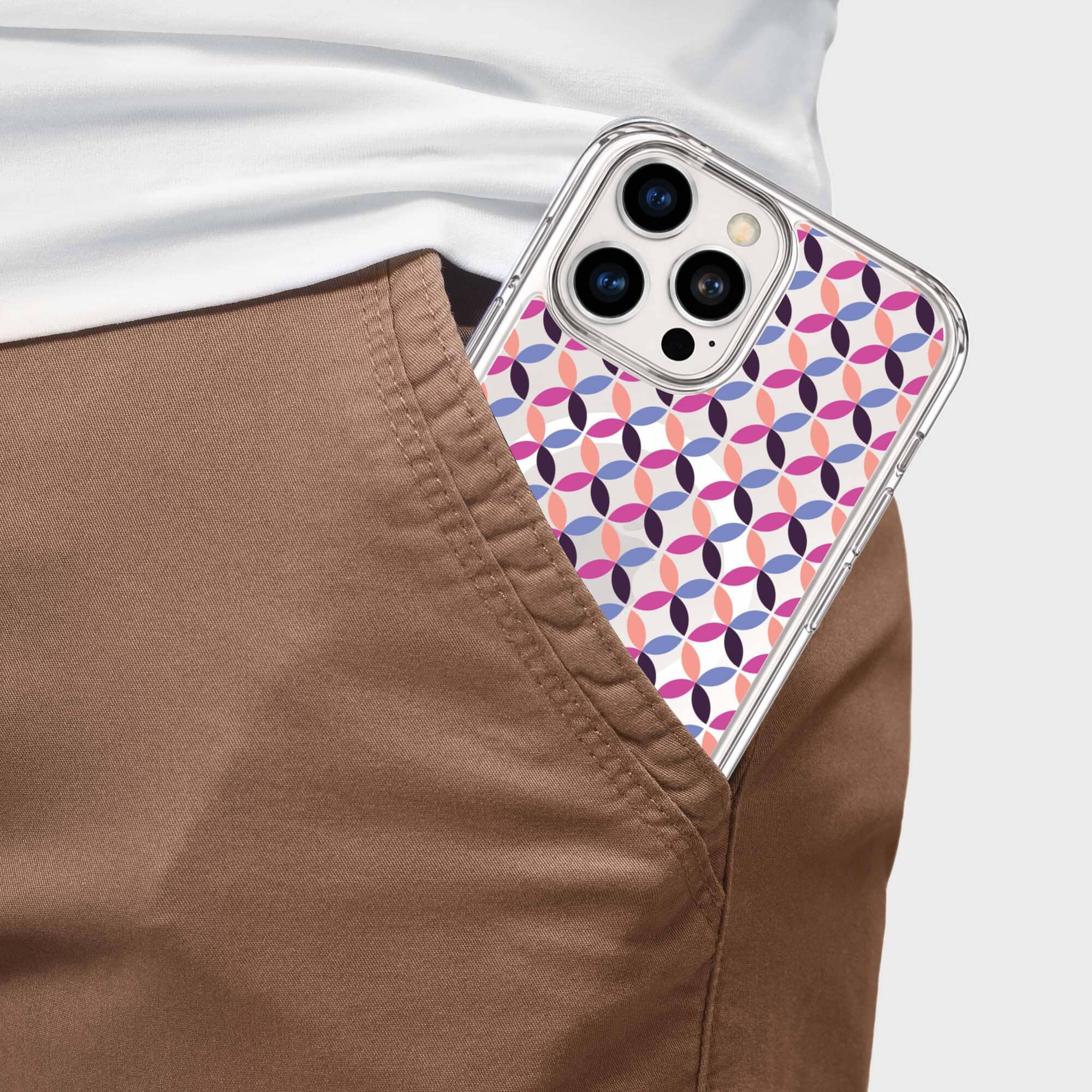 iPhone 16 Pro Max Clear Case - Pink Celestial Petal Design