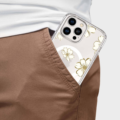 MagSafe iPhone 16 Pro Max Gold Pattern Clear Case