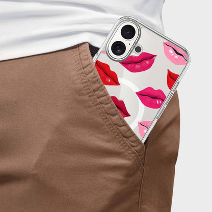 MagSafe iPhone 16 Lips Design Clear Case