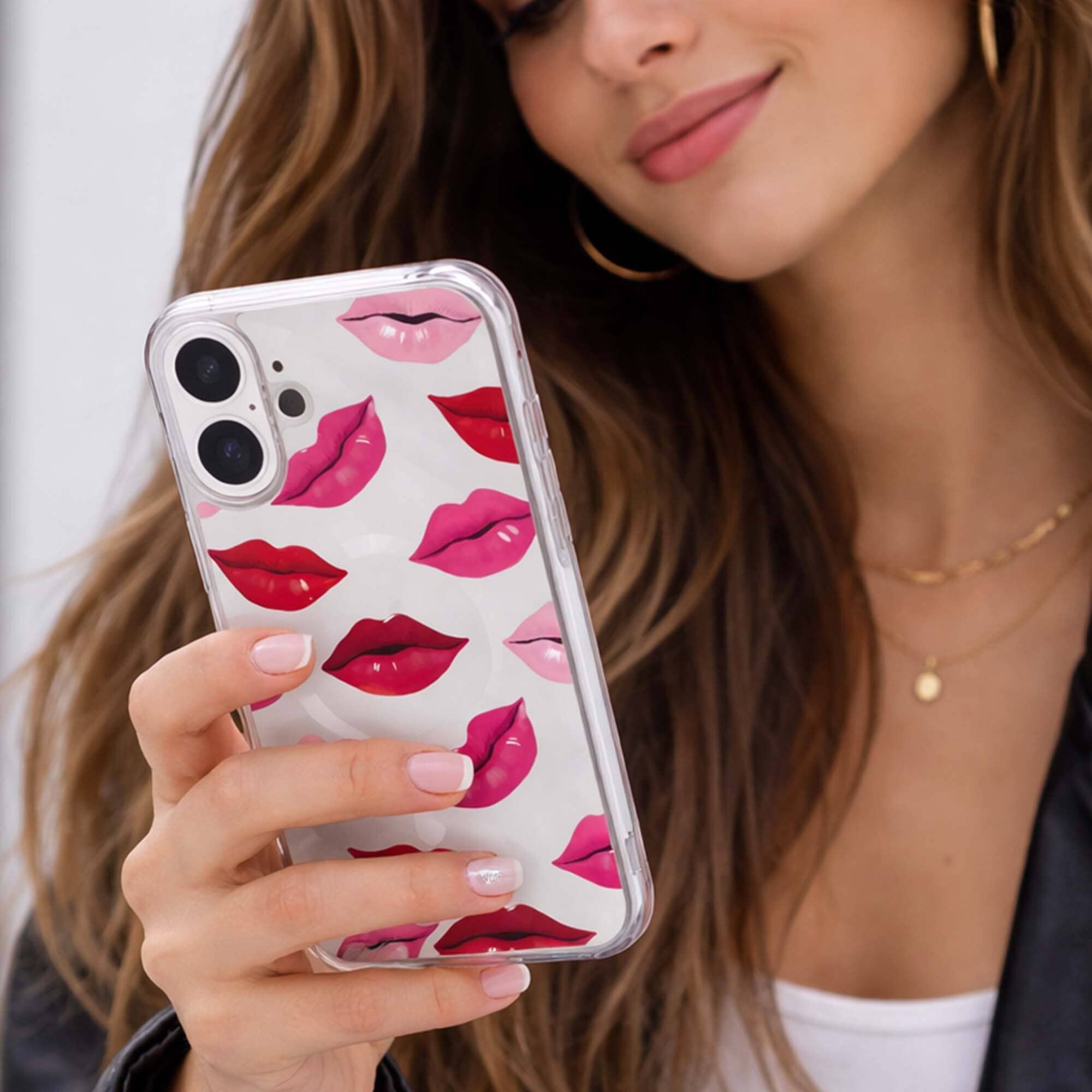 MagSafe iPhone 16 Lips Design Clear Case