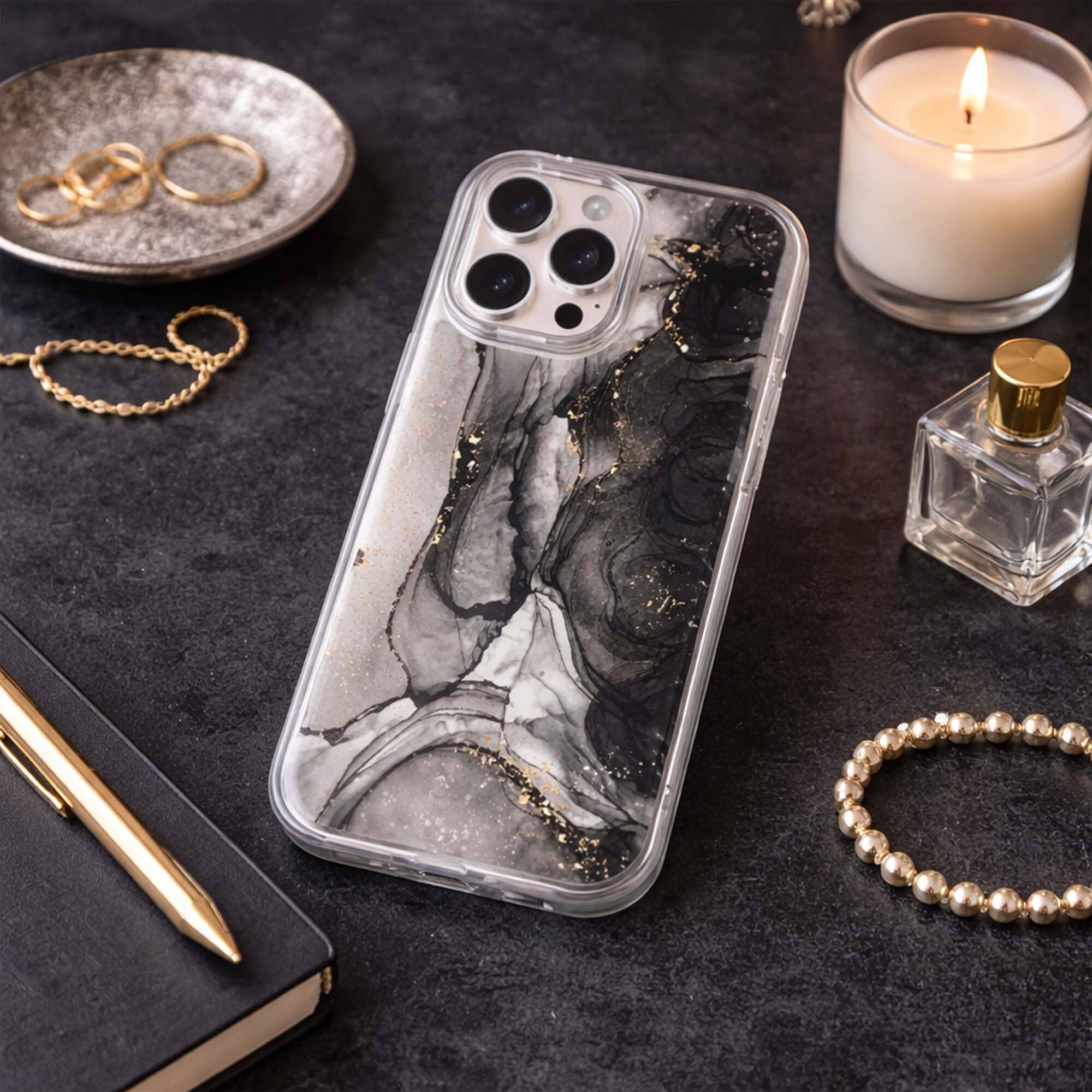 iPhone 16 Pro Max Case With MagSafe - Black Marble