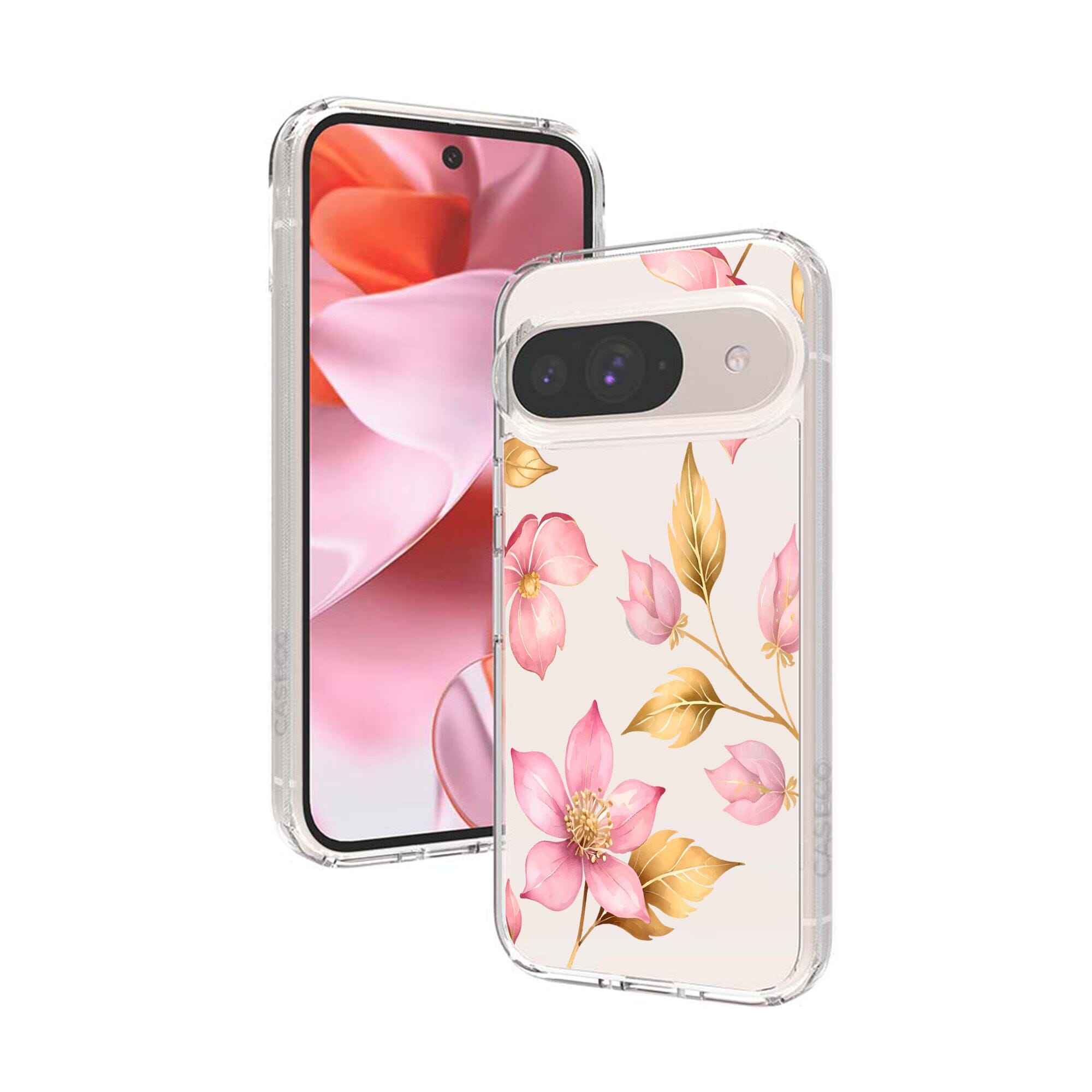 Google Pixel 9 Pink Wildflower Clear Case