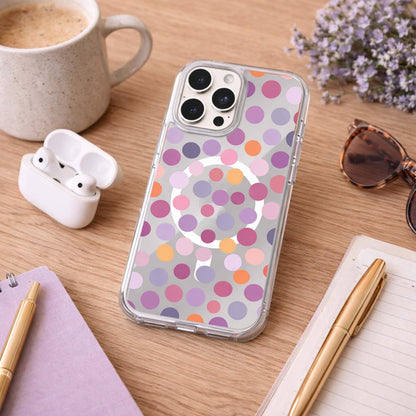 MagSafe iPhone 16 Pro Purple Polka Dots Clear Case