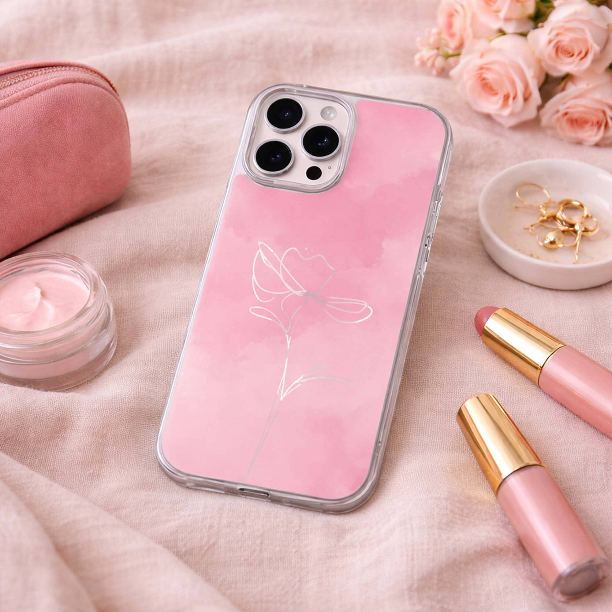 iPhone 16 Pro Max Case With MagSafe - Pink Flower