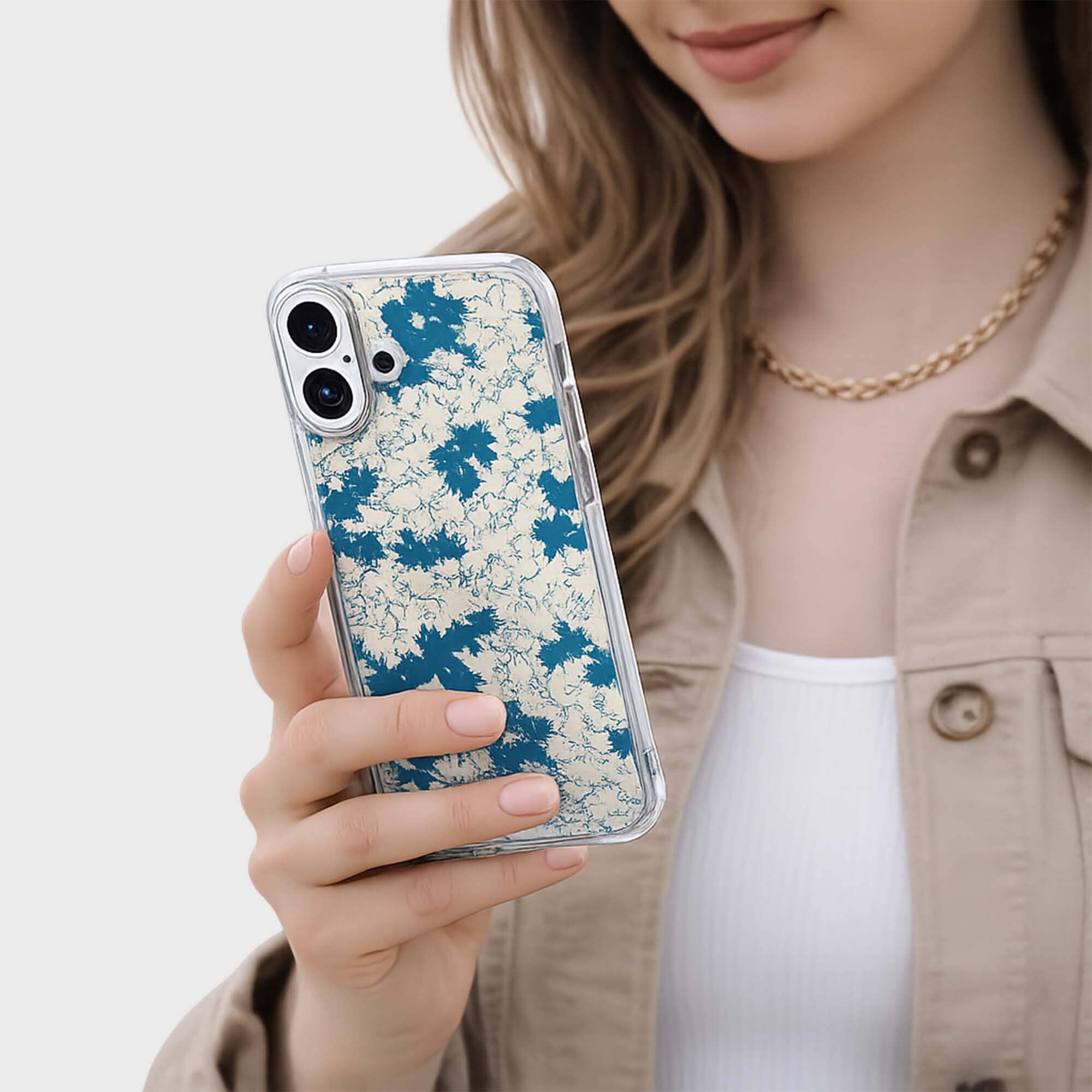 iPhone 16 Clear Case - Blue Dandelion Design