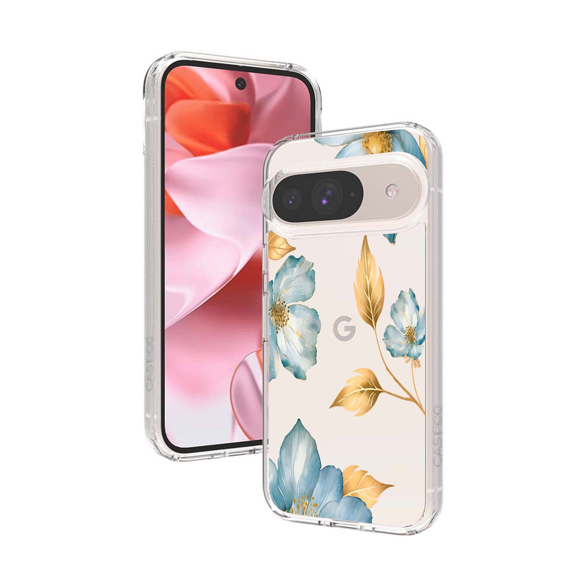 Google Pixel 9 Blue Wildflower Clear Case