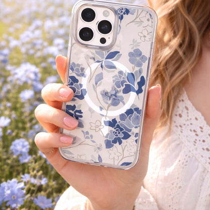 MagSafe iPhone 16 Pro Blue Pattern Clear Case