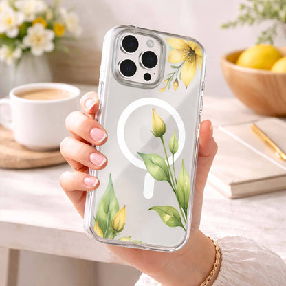 MagSafe iPhone 16 Pro Yellow Wildflower Clear Case