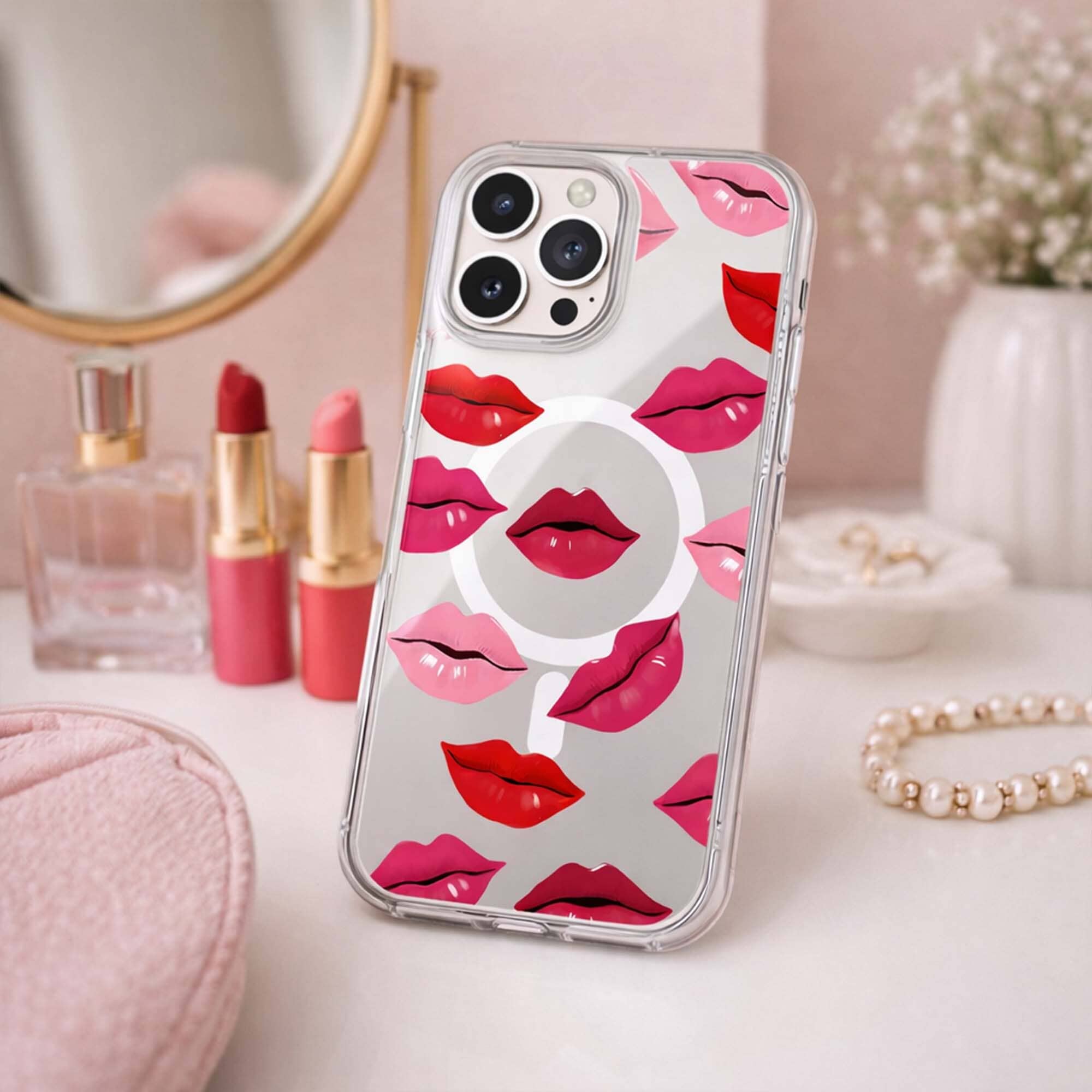 MagSafe iPhone 16 Pro Lips Design Clear Case