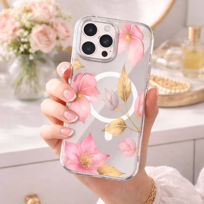 MagSafe iPhone 16 Pro Max Pink Wildflower Clear Case