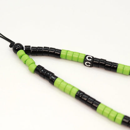 Green & Black Beaded Phone Charm