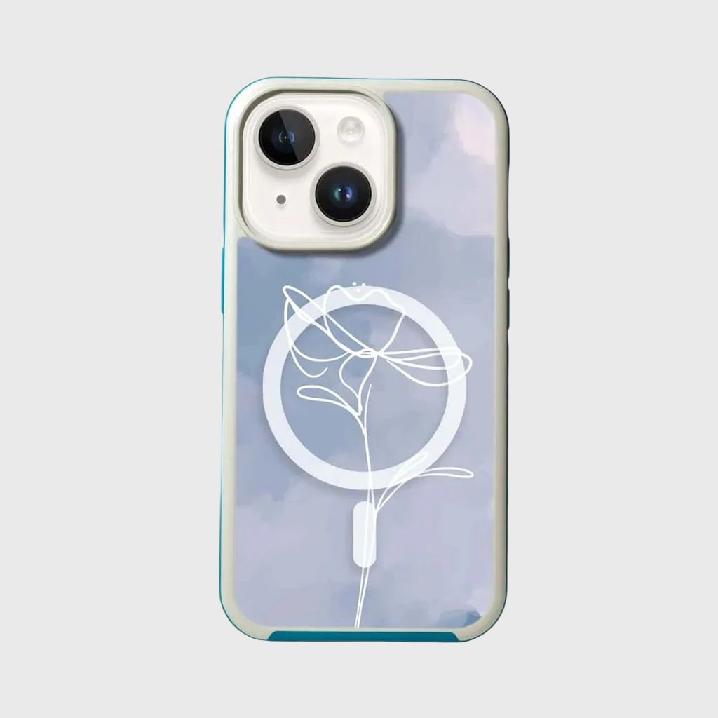 MagSafe iPhone 14 Plus Blue Flower Case