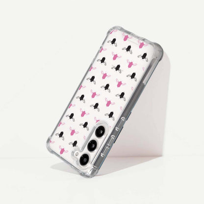 Samsung Galaxy S24 Clear Case - Black and Pink Bumble Design