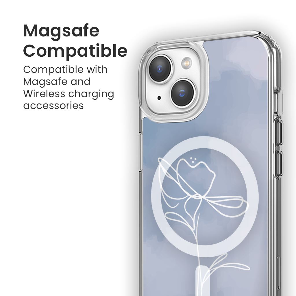 iPhone 15 Case With MagSafe - Blue Flower