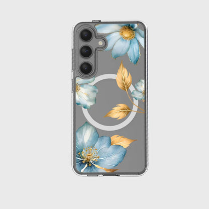 Samsung Galaxy S24 FE Blue Wildflower Clear Case