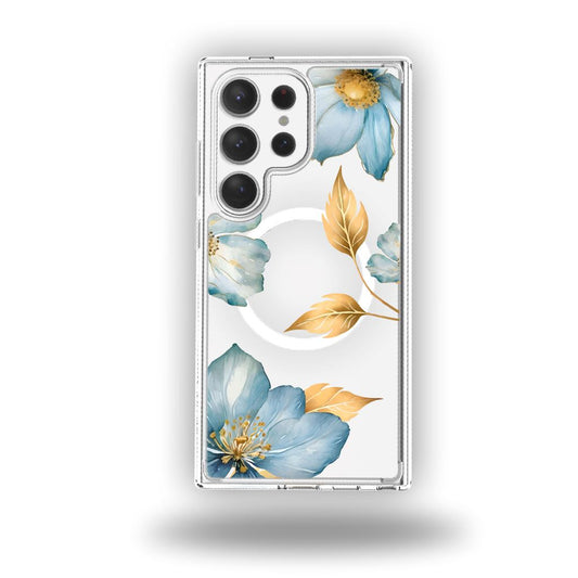 Samsung Galaxy S24 Ultra Blue Wildflower Clear Case