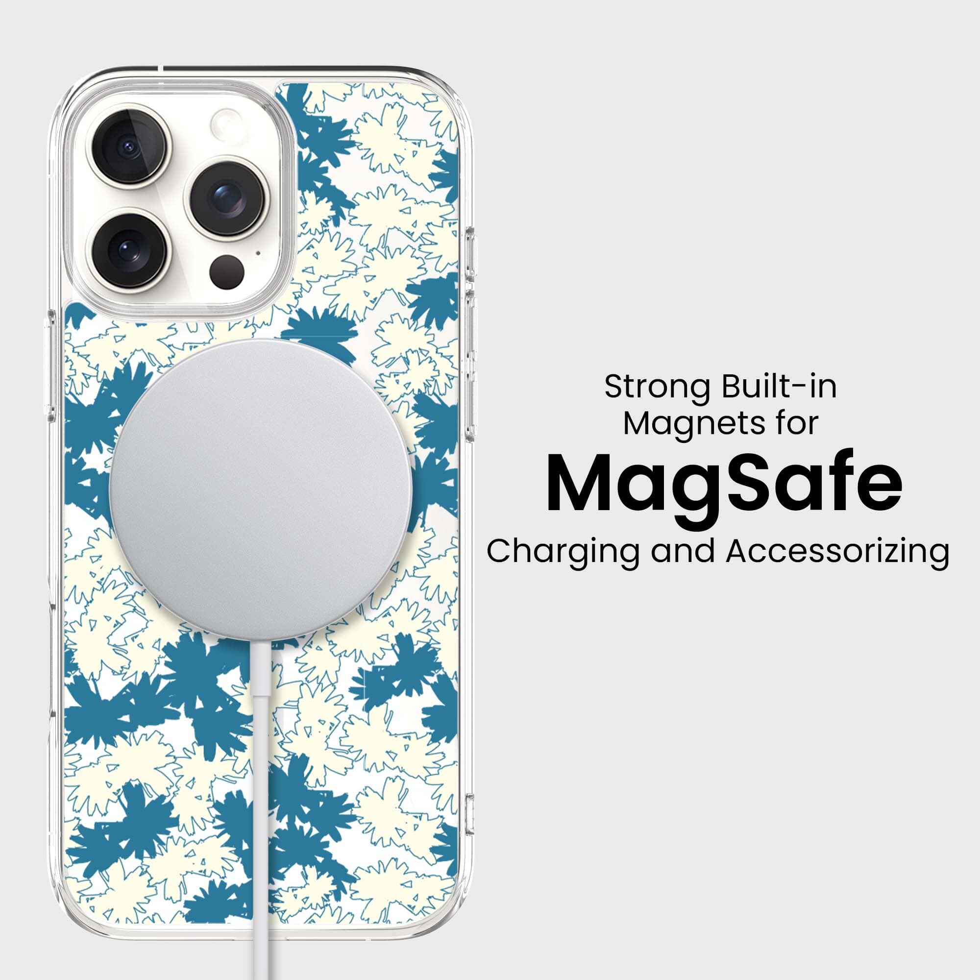 DEMIU ★ iPhone16PROMAX iPhone 16 Pro Max Clear Case - Blue Dandelion Design