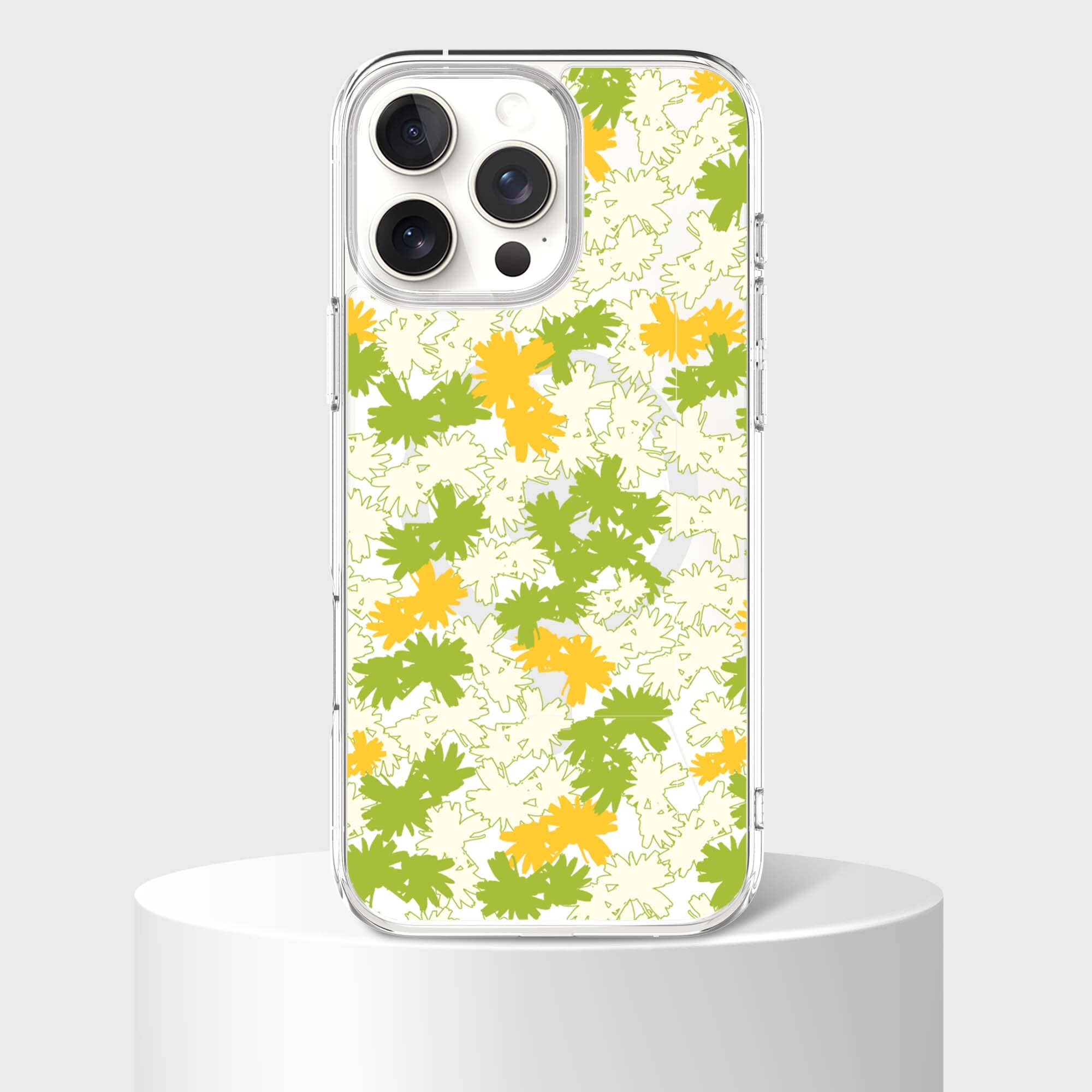 iPhone 16 Pro Max Clear Case - Yellow Dandelion Design