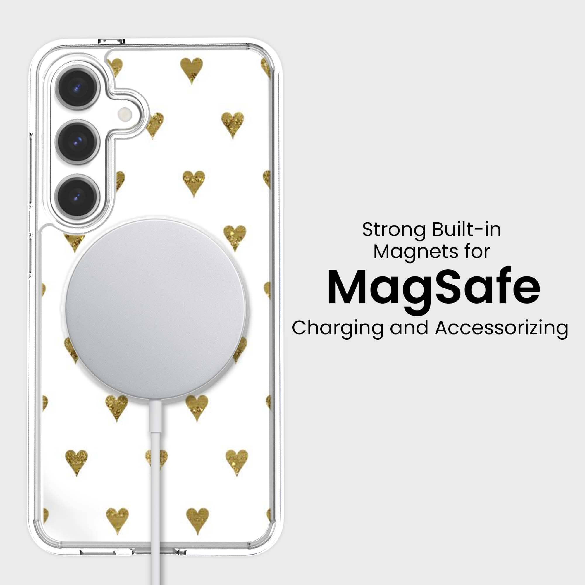 Samsung Galaxy S25 Gold Hearts Clear Case