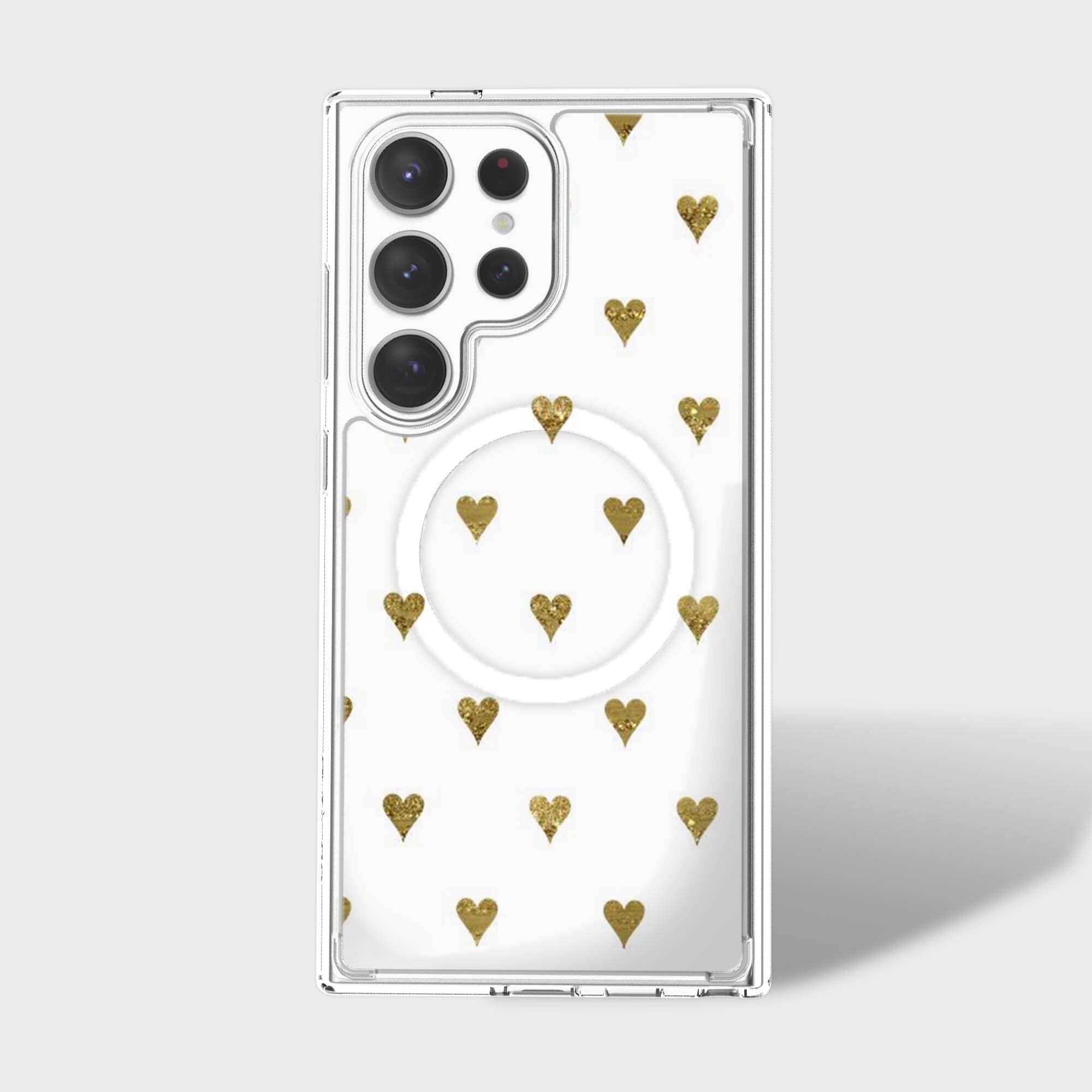 Samsung Galaxy S25 Ultra Gold Hearts Clear Case