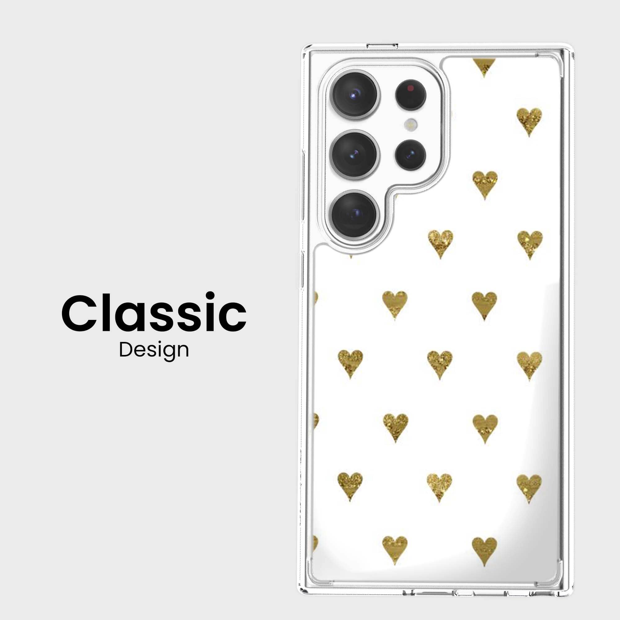 Samsung Galaxy S25 Ultra Gold Hearts Clear Case