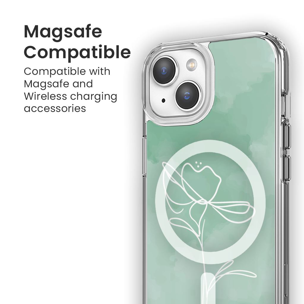 iPhone 15 Case With MagSafe - Green Flower