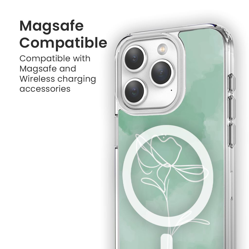iPhone 15 Pro Max Case With MagSafe - Green Flower