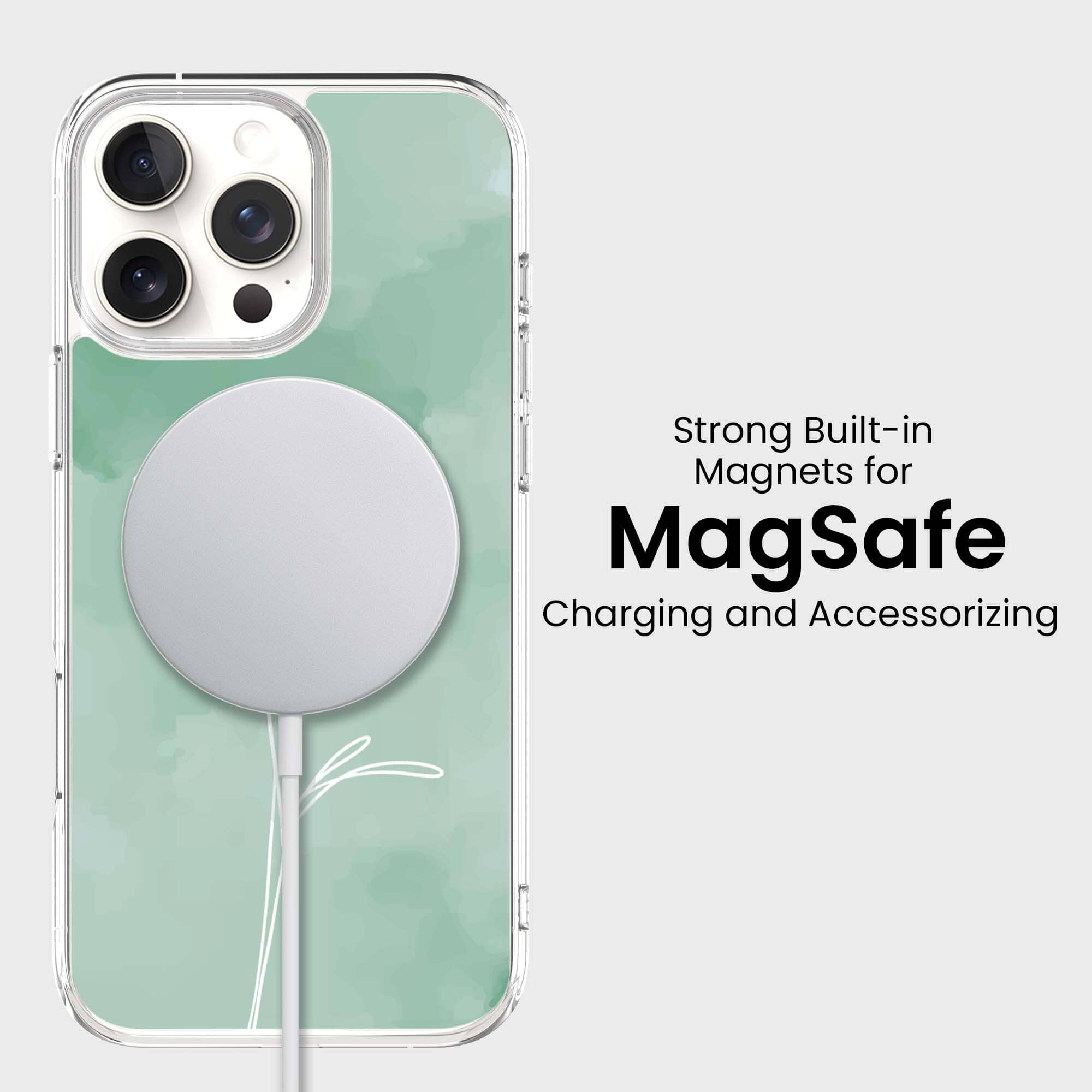 CUSTYPE iPhone 16 Pro ケース MagSafe対応 グリーン iPhone 16 Pro Case With MagSafe - Green Flower – Caseco Inc
