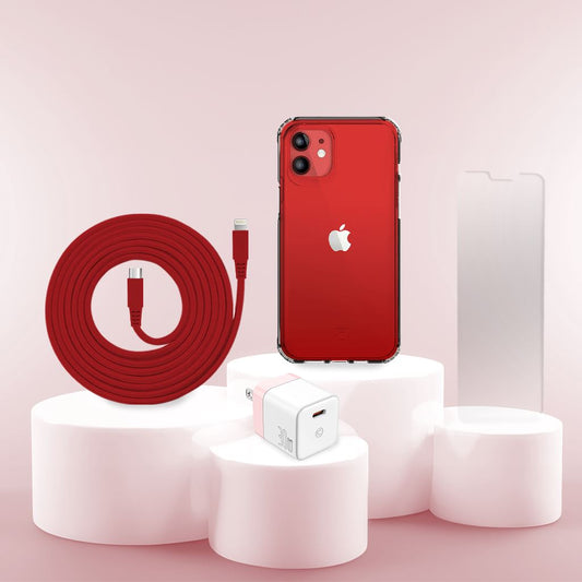 iPhone 12 Mini Case, Charger & Screen Protector Holiday Gift Box - Red