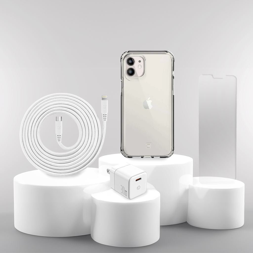 iPhone 12 Case, Charger & Screen Protector Holiday Gift Box - White