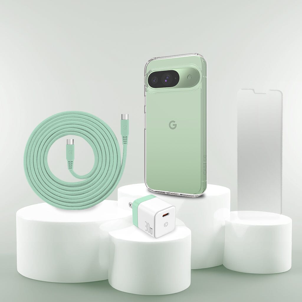 Google Pixel 9 Case, Charger & Screen Protector Holiday Gift Box - Green