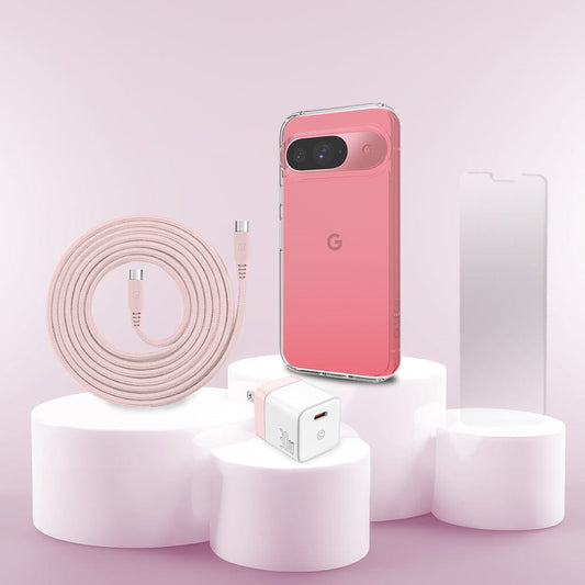 Google Pixel 9 Case, Charger & Screen Protector Holiday Gift Box - Pink